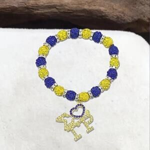 Sigma Gamma Rho Bracelet Blue and Gold with Pendant Logo